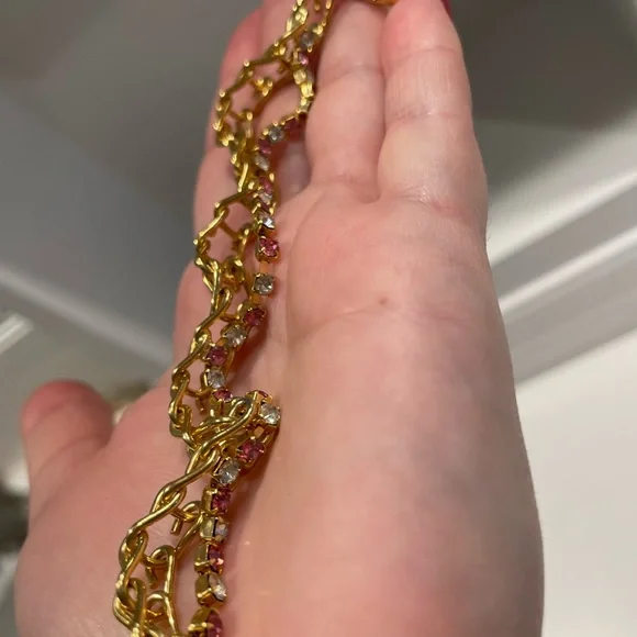 Faux Diamond And Tourmaline Gold Bracelet Costume jewelry. - Picture 7 of 9